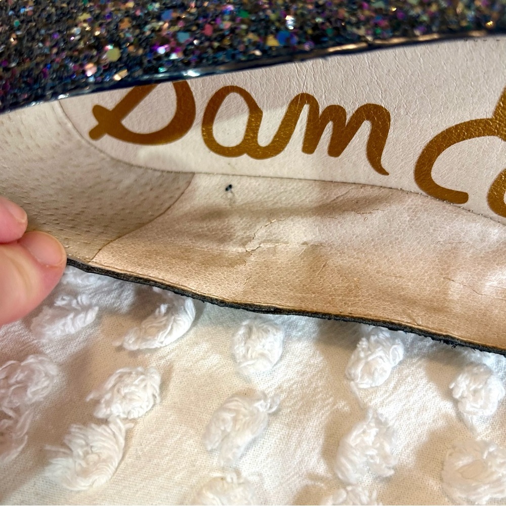 Sam Edelman Women's Scallop Edge Navy Blue Glitter Flats 8.5 - Picture 9 of 9